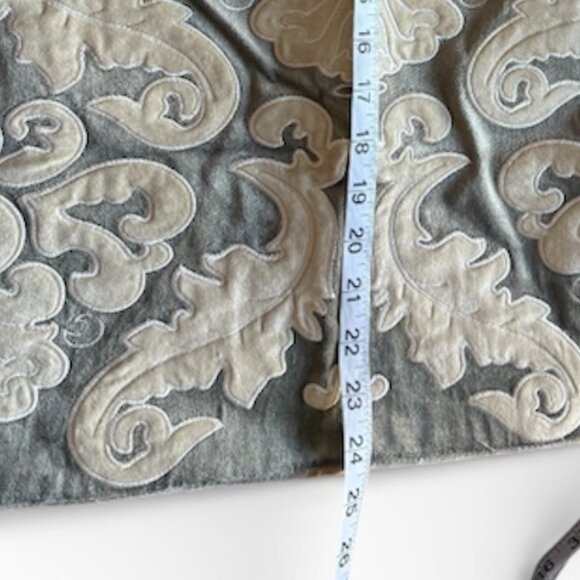 Lili Alessandra Versailles Square Pillow (24x24) Silver Velvet w/ Ivory Velvet - Picture 5 of 6